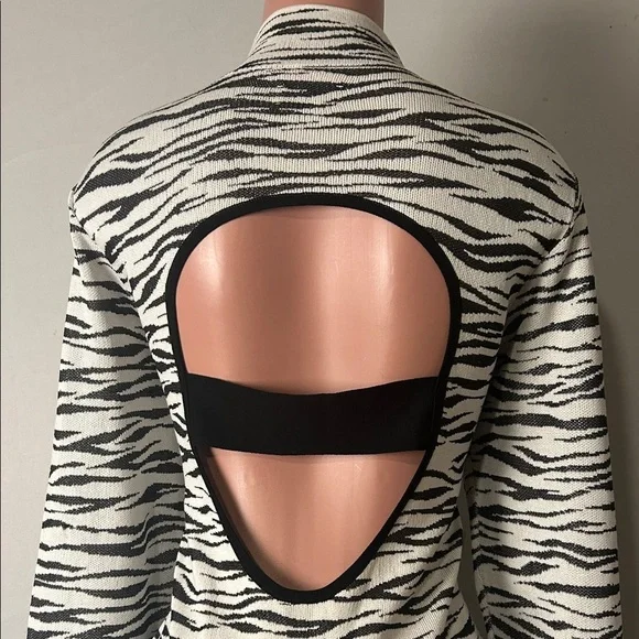 Bold Elements Sweater Dress Womens Black White Zebra Print Long Sleeve Sz XXL - Picture 11 of 14